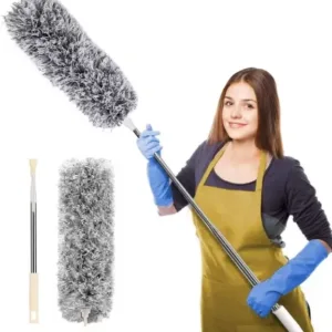 Microfiber Feather Extendable & Bendable Duster with Long Extension Pole - Wet and Dry Duster Set