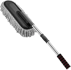 Super Soft Microfiber Car Duster Exterior With Extendable Handle, Brush for Cleaning and Dusting - Grey, 13 Cm